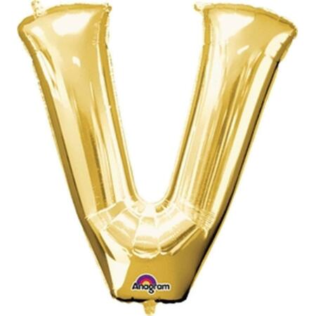 ANAGRAM 32 in. Letter V Gold Supershape Foil Balloon 78433